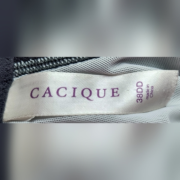 Cacique Black/White Smooth Balconette Underwire Bra with Lace Overlay 38DD - Picture 5 of 7